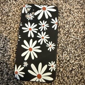 Floral Daisy Black Phone Case